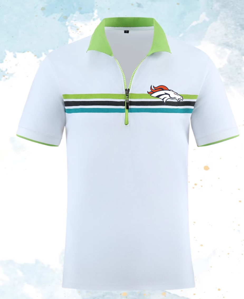 Denver Broncos white #14 Men 2025 NFL polo T shirt